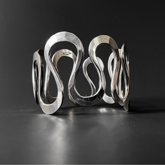 Anne Greta Eker Jewelry - MCM Anna Greta Eker Norway Vintage Modernist Sterling Silver Hammered Bracelet
